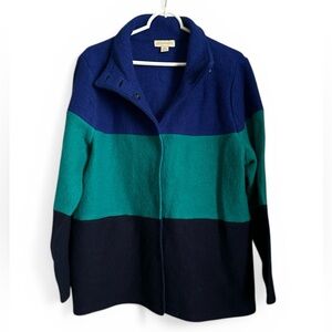 Appleseeds Lightweight Wool Color Block Jacket – Size XL – Chic & Cozy